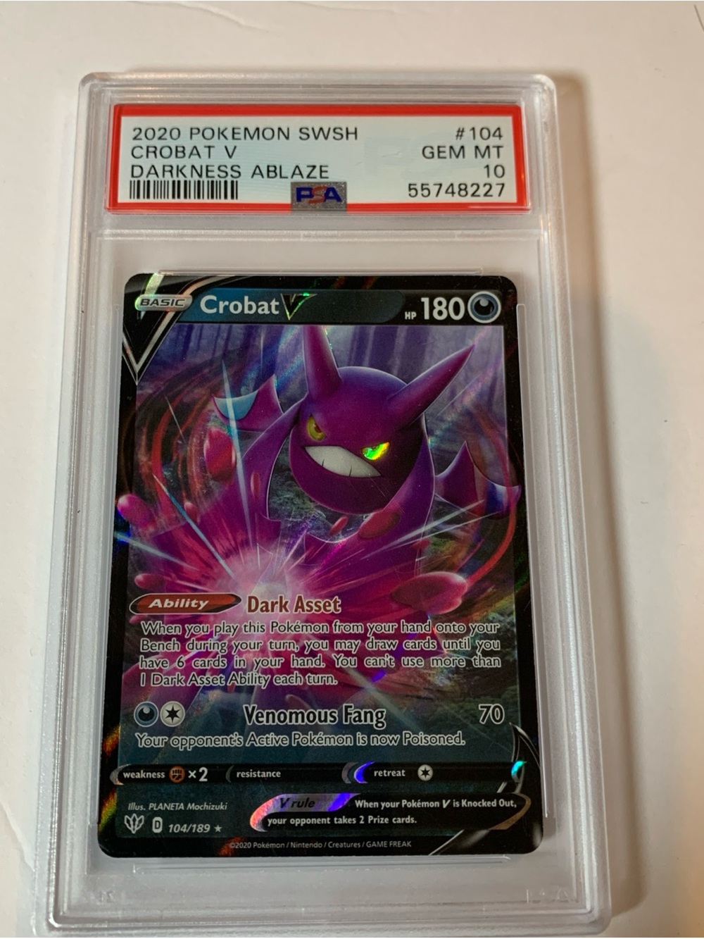 Pokémon Crobat V Darkness Ablaze - Purple Trading Card (Graded)